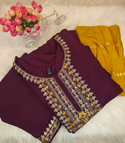 PURPLE PREMIUM ANARKALI KURTI SET KS07